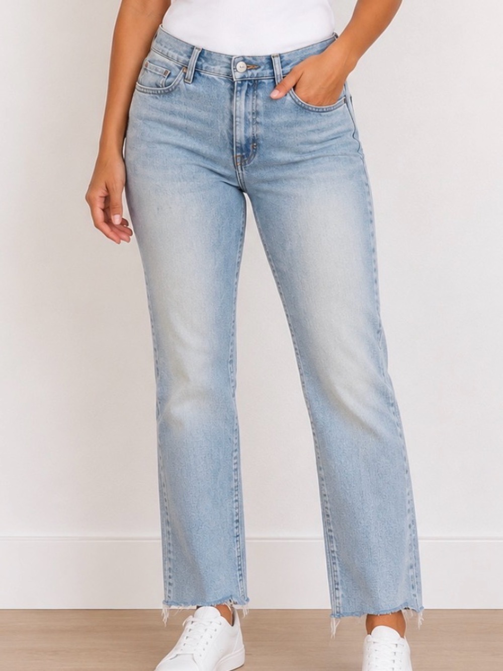 Pistola Light Wash Raw Hem Straight Jeans SZ 32" waist mid rise